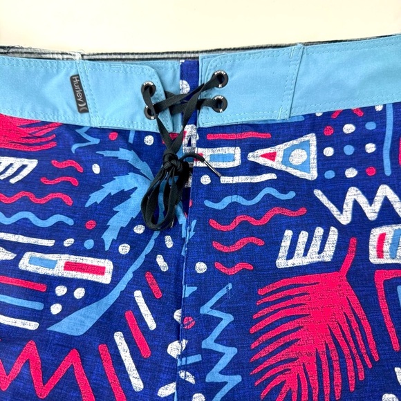 Hurley Phantom Blue and Red Graphic Swim Shorts - Picture 5 of 10
